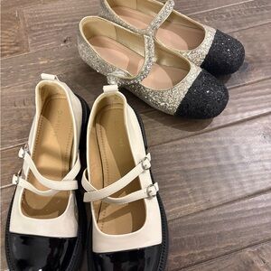 Two' Mary Jane Shoes - Black, White & Glitter- Size EU38